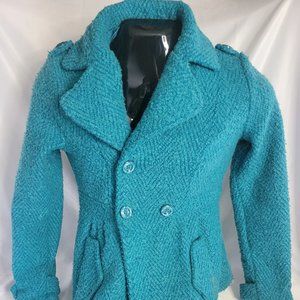 BillaBong Shawna Tweed Women's Teal Blue Coat (Size S)